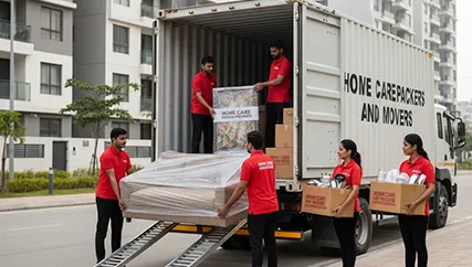 Movers unloading household goods in Ahmedabad