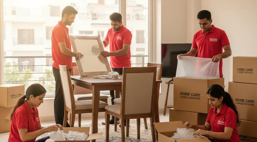 Professional movers in Ahmedabad packing household goods for relocation