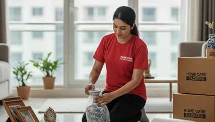 Packers securely wrapping household items in Gokuldham Ahmedabad