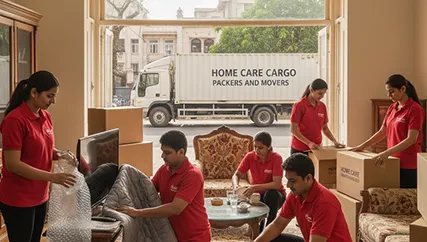 Movers packing household items with care using high-quality packing materials
