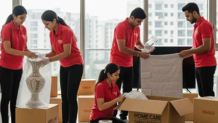 Household Packing Service - Movers Handling Boxes with Care
