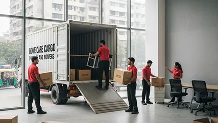 Office Relocation – Movers Unloading Office Equipment