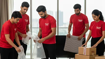 Professional Movers Packing Household Goods