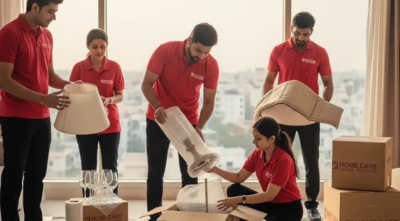 Packers Handling Fragile Household Items with Care