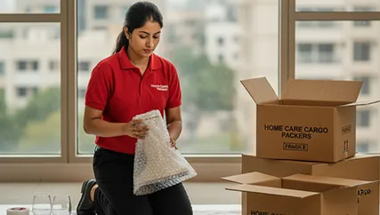 Movers Handling Fragile Household Items with Care