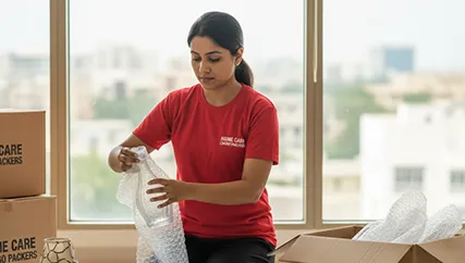 Movers Wrapping Fragile Household Items