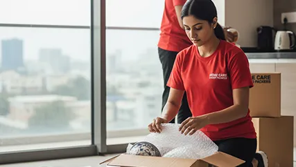 Movers Packing Household Items with Care