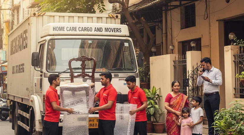 Professional movers packing and loading household items into a truck in Ashok Vihar Phase 3