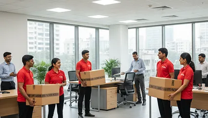 Movers unloading office furniture in Ashok Vihar Phase II for office relocation