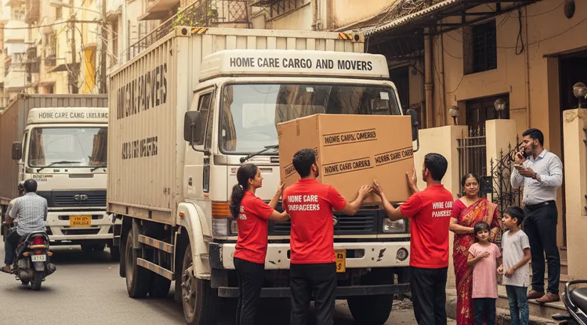 Professional movers packing and loading household items into a truck in Ashok Vihar Phase II