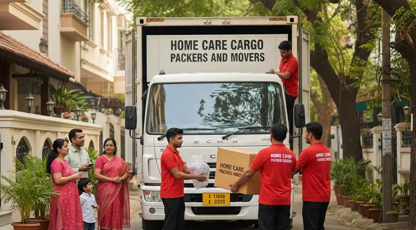 Professional movers loading household items in DLF Phase 1, Gurugram