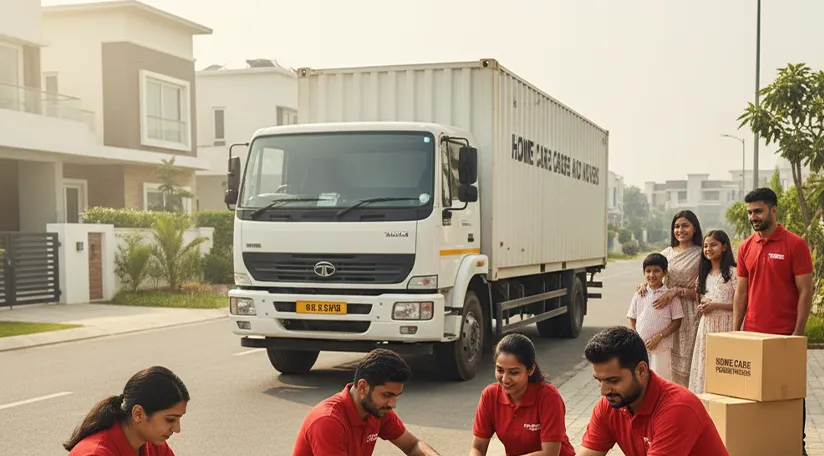 Movers packing household goods in Gurgaon Faridabad Road, Gurugram