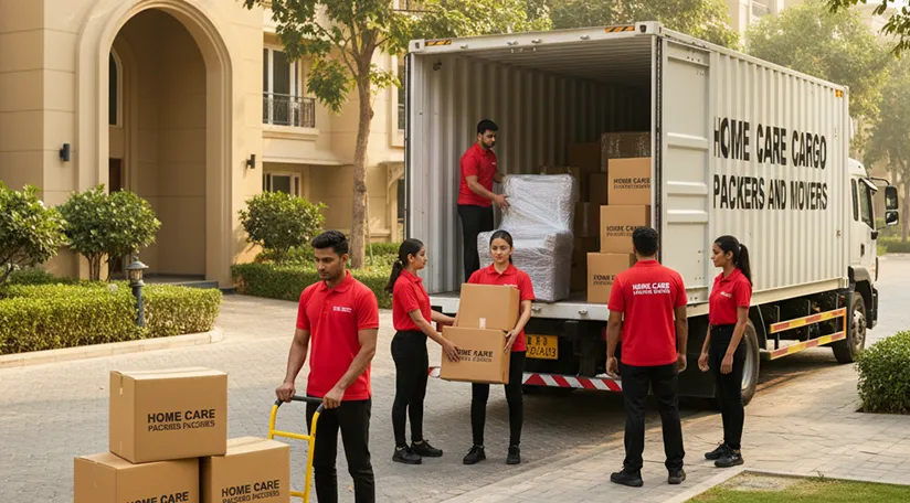 Expert movers loading household goods into truck