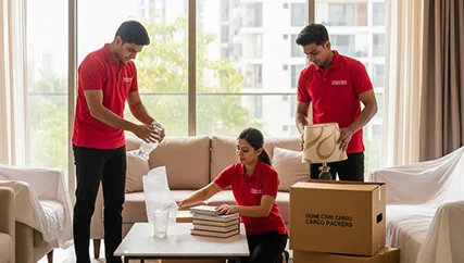 Movers organizing household boxes in Sector 38 Gurugram
