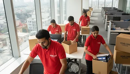 Office relocation staff packing office items in Sector 38 Gurugram