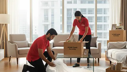 Movers organizing household boxes in Sector 42 Gurugram
