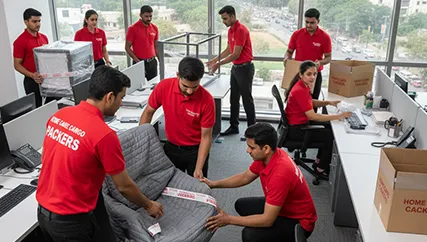 Office relocation in Patrakar Colony, Jaipur, movers handling office equipment and furniture