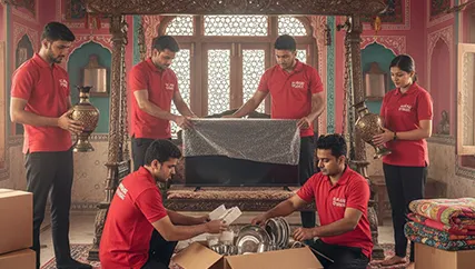 Household relocation in Sanganer, Jaipur with professional movers packing items