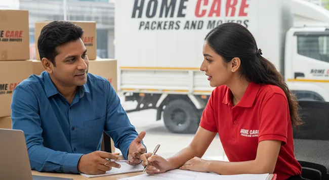 Processing insurance for goods during relocation, ensuring comprehensive coverage and protection handled by Home Care Cargo Packers in Ahmedabad.